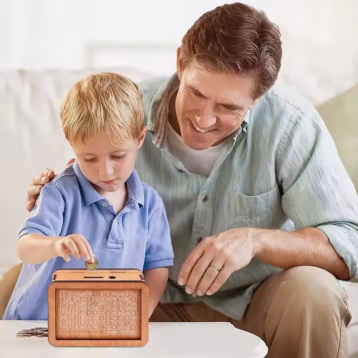 Wooden Piggy Bank With Counter Perfect for Kids and Adults
