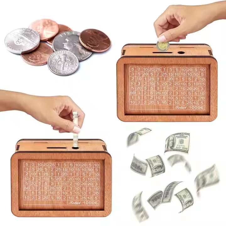 Wooden Piggy Bank With Counter Perfect for Kids and Adults