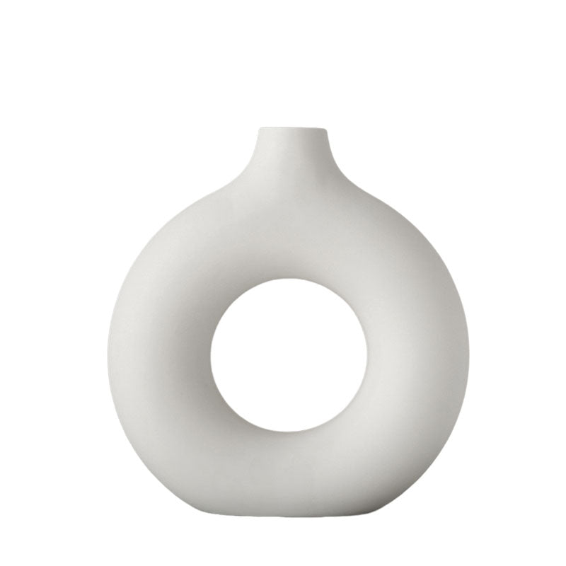 Hollow Donuts White Vases Flower Home Living Room Decoration